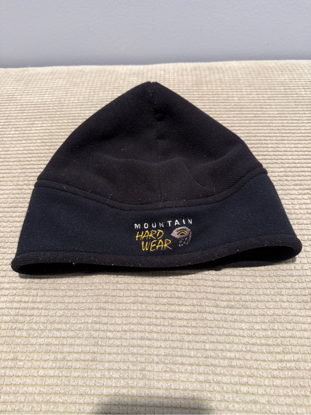 Mountain Hardwear Black Fleece Beanie with Yellow Logo
